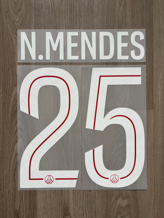 Flocage Officiel PSG Paris Saint Germain Nuno Mendes Home 2025/2026