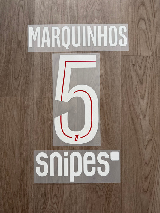 Flocage Officiel PSG Paris Saint Germain Marquinhos Home Ligue 1 2025/2026